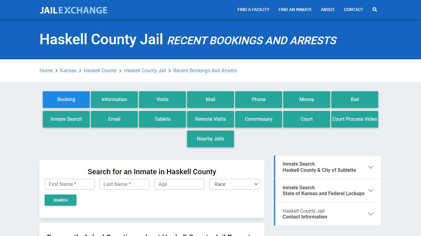 Haskell County Jail KS Recent Arrests and Bookings - Jail Exchange